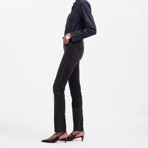 Madewell Mid Rise Stovepipe Jeans Armand Black Wash Size 29 - Picture 3 of 12
